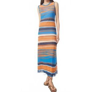 NEW GILNER FARRAR amara dress in orange blue stripe